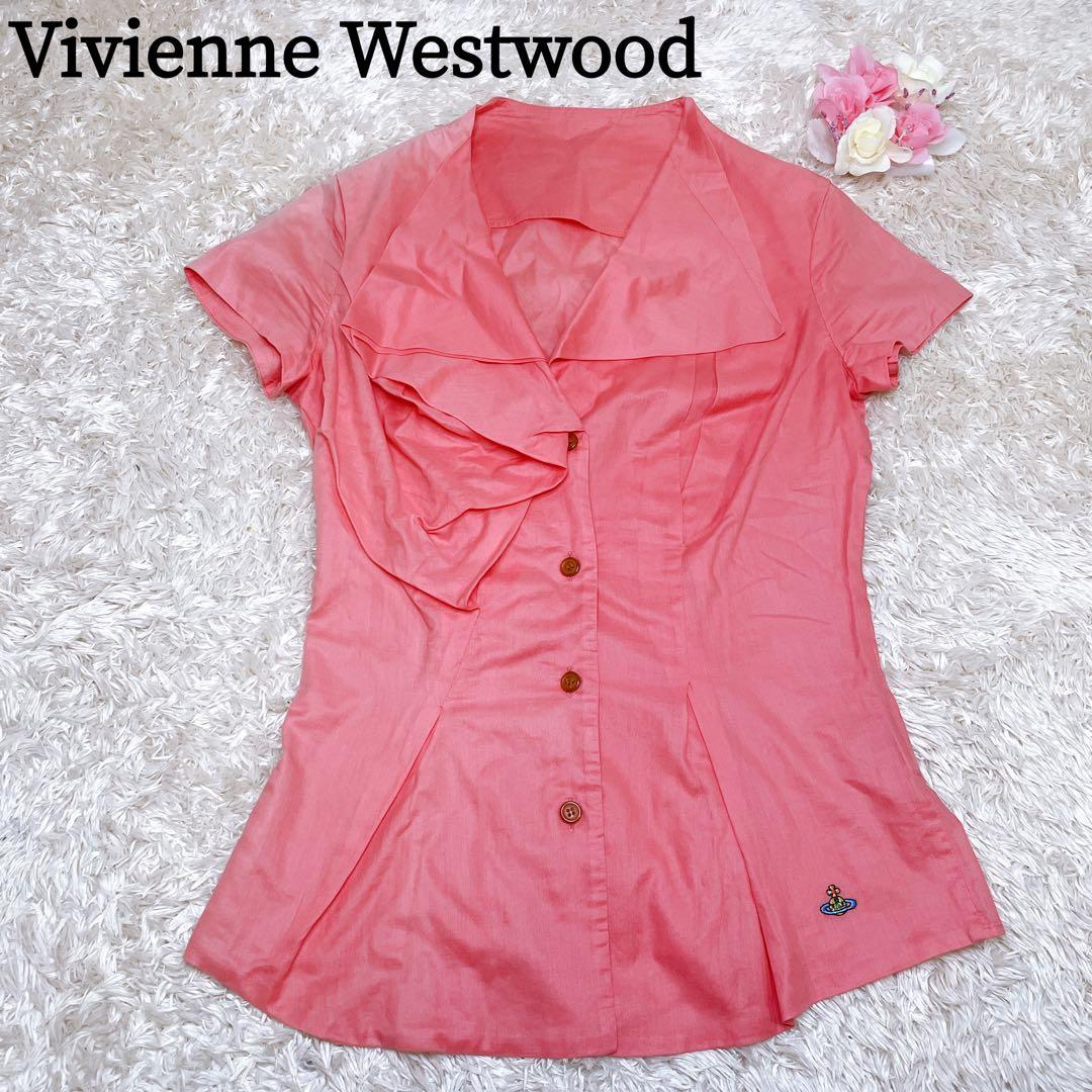 Vivienne Westwood 半袖ブラウス変形 シャツ オーブ刺繍 ピンク