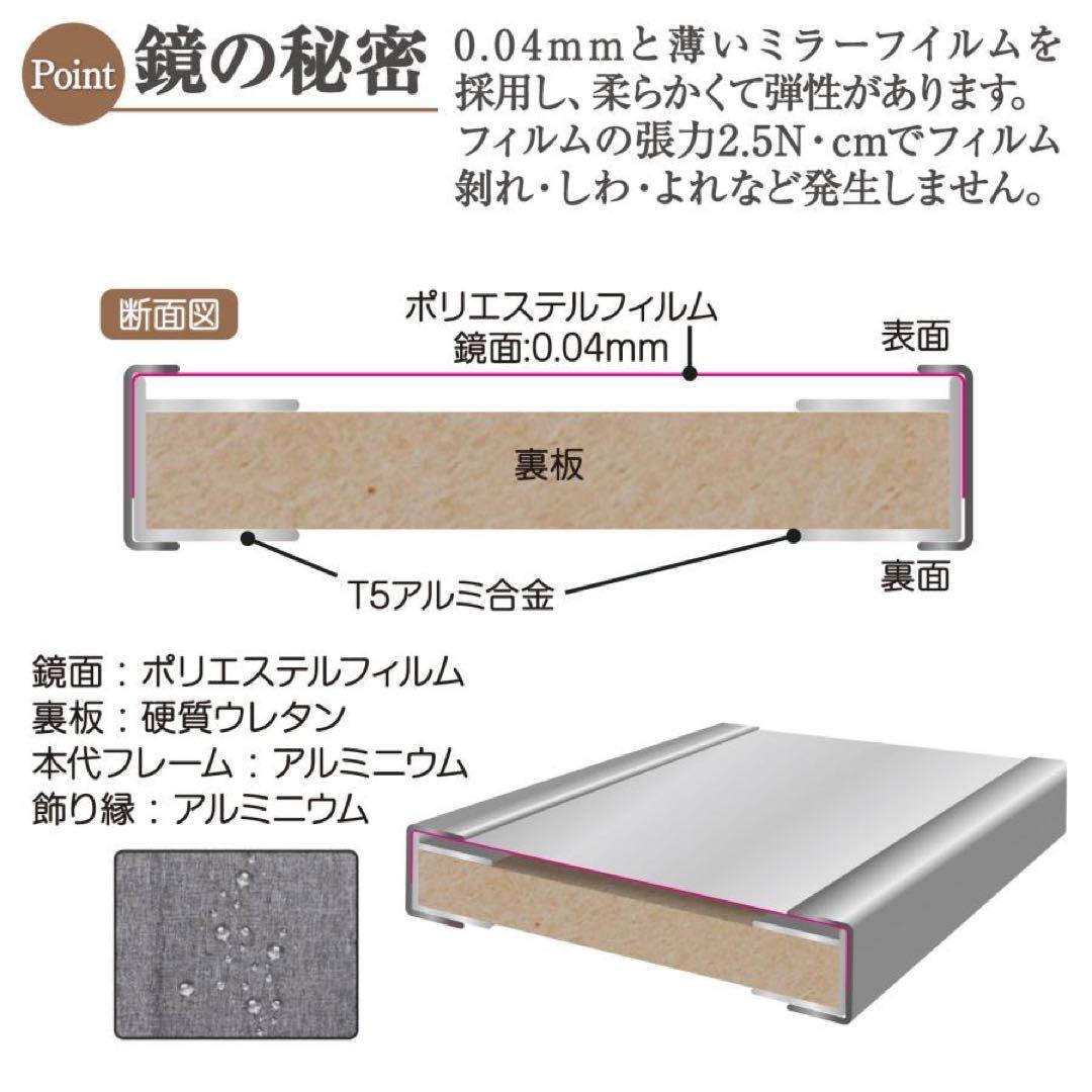 ダンスミラー 割れない鏡 幅100cmｘ160cm キャスター付き　フレーム銀