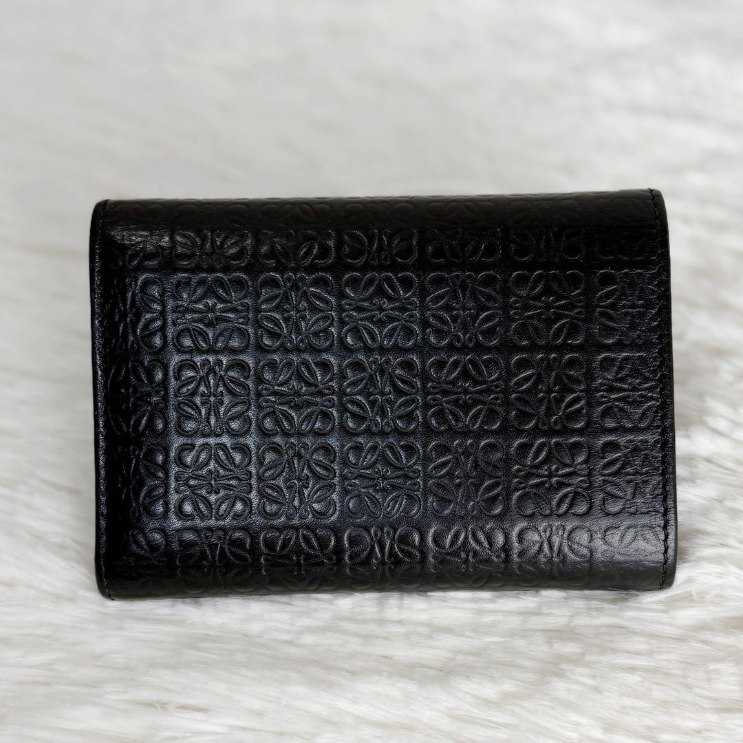 美品♡LOEWE ロエべ アナグラム リピート レザー ミニ財布 ブラック