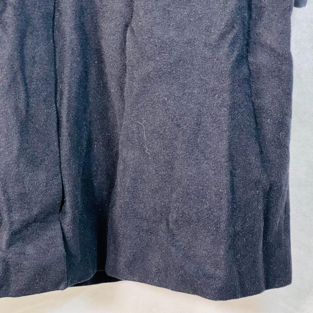 【バーバリーロンドン】ステンカラーコート　黒色　比翼　カシミヤ　裏地総柄　M～L