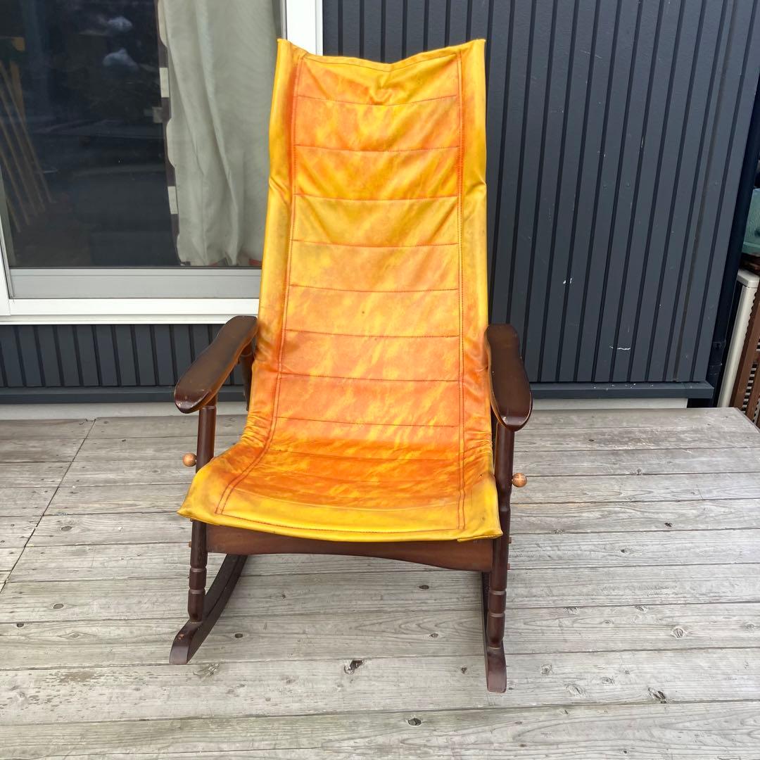 昭和レトロ 木製 ロッキングチェア アームチェア 古道具 古家具 ビンテージ