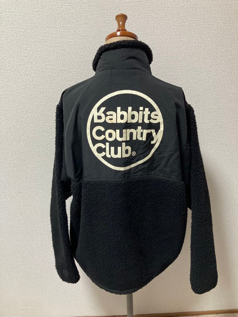 FR2 GOLF ボアフリース　刺繍ロゴ　バックプリント　切替　黒　ゴルフフェア