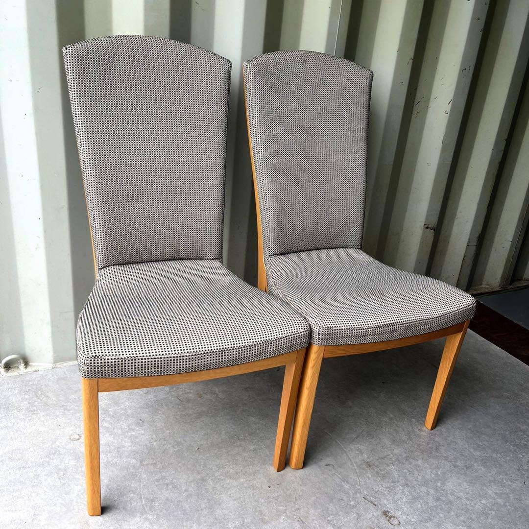 取付無料！カリモク 北欧風天然木ナチュラルハイバックダイニングチェア2脚セット✨