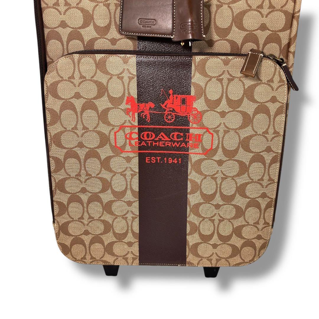 【極美品】COACH コーチ キャリーケース　スーツケース　レザー 　LV南京錠