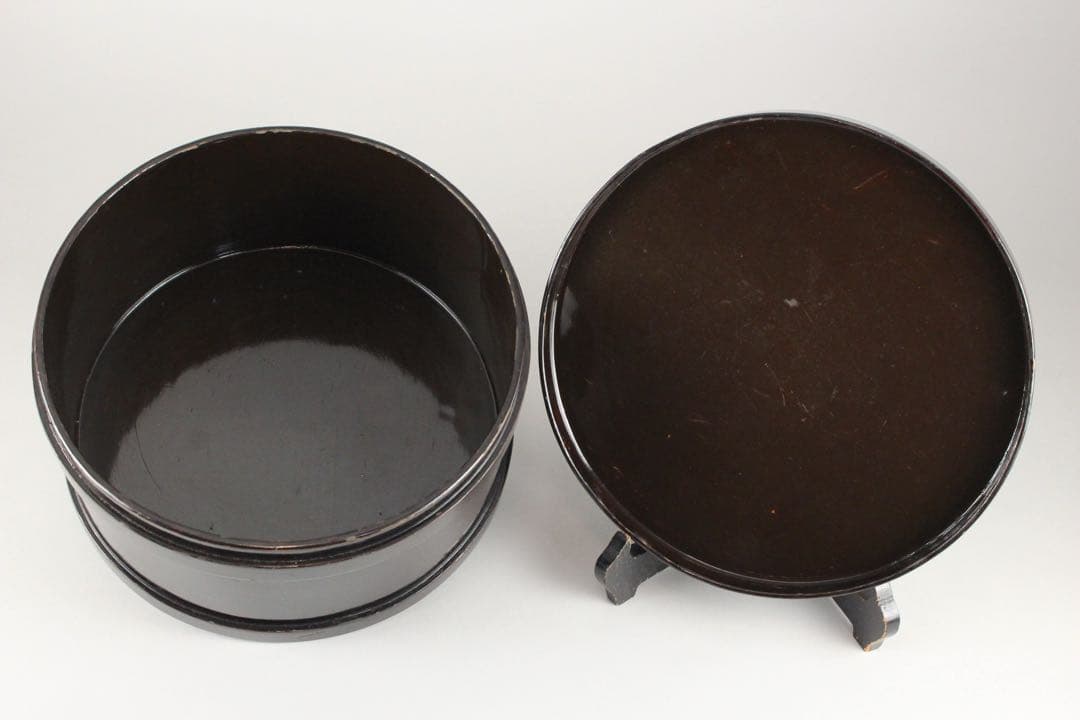 No5543 黒漆菊花金銀蒔絵　お櫃　杓子　椀　5点セット　送料無料