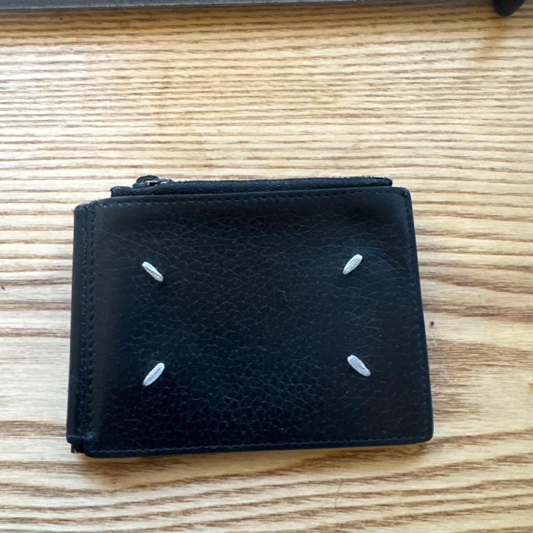 メゾンマルジェラ　黒 レザー マネークリップ カードスロット付き