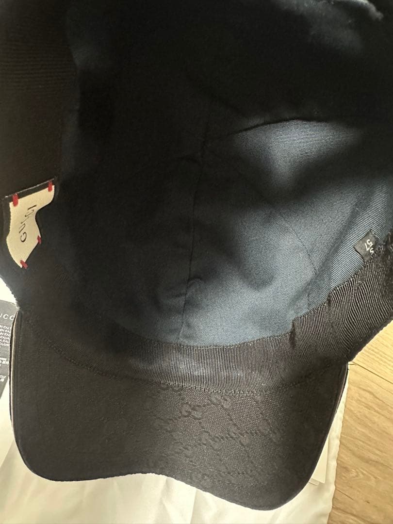 GUCCI ブラック GGパターン キャップ Sサイズ