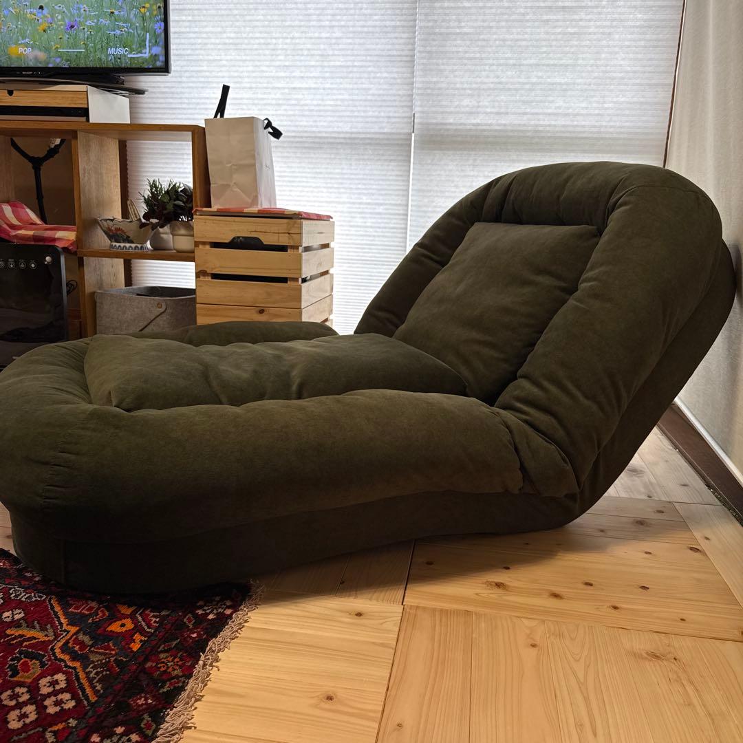 お気に入りだった包み込まれる『モスグリーン　1人掛け 低反発ソファ ベッド』