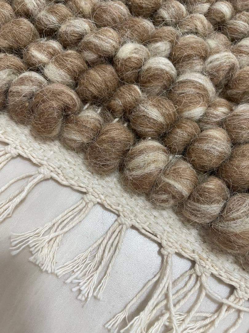 ウール ボンボン織りラグ 100ｘ140