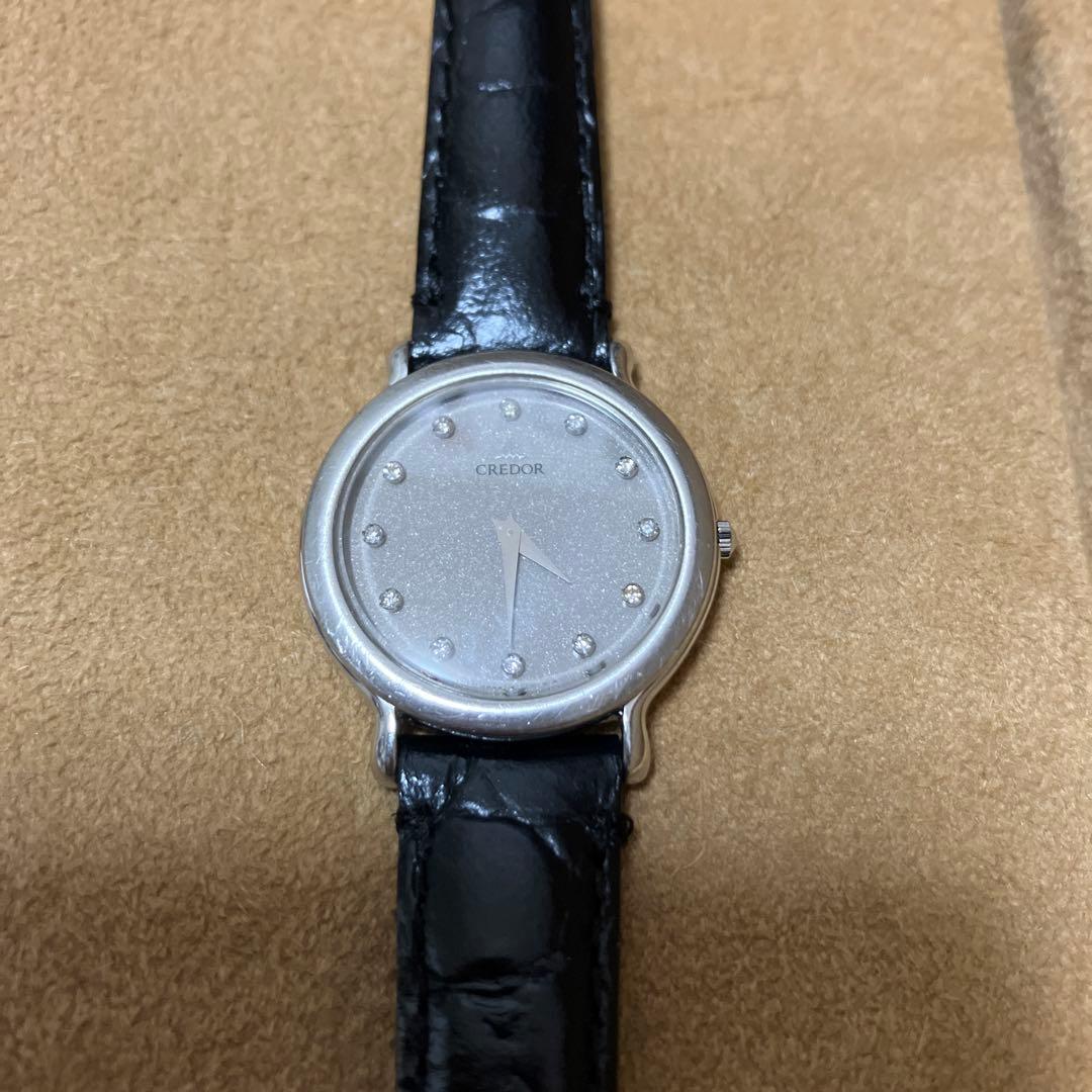 CREADOR 腕時計(クォーツ) 12pダイヤpt900革ベルト