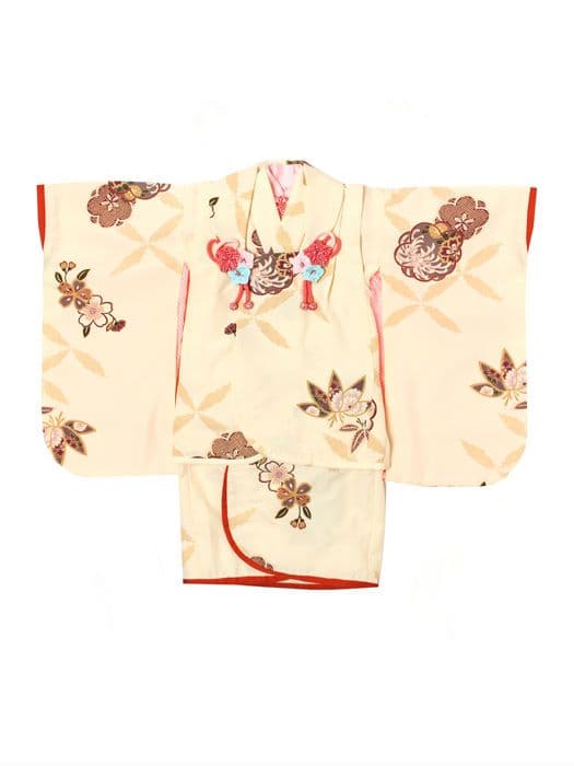 【セット】七五三　三歳女児　クリームイエローの着物と被布