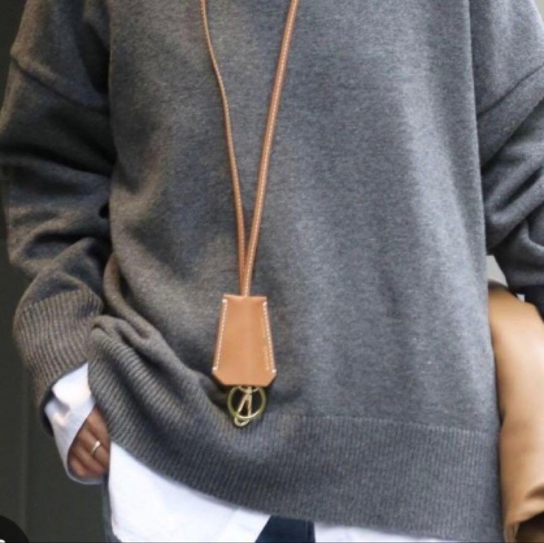 未使用　箱付き　ZANCHETTI ブラウンレザーキーホルダー　イタリア製