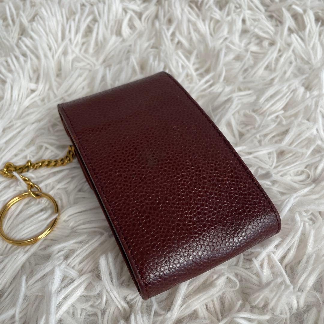 【希少・美品】シャネル キャビアスキン シガレットケース ボルドー ココマーク