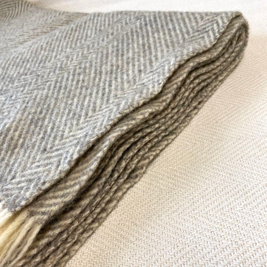 Jacobs Wool ヤコブウールブランケット グレー 膝掛け ソファーカバー