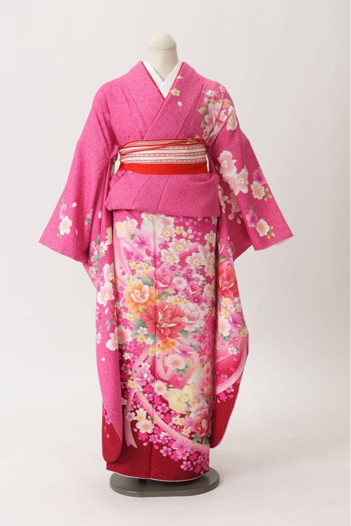 【セール】振袖2L ピンク　トールサイズ　着物、伊達衿のみ