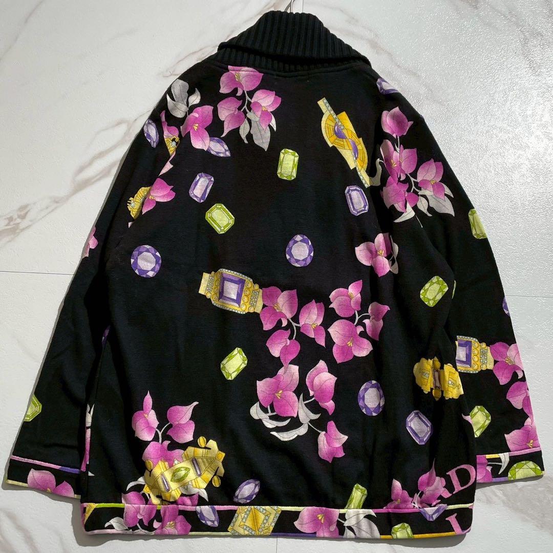 極美品✨レオナールスポーツ ショールカラーニット ウール100 花柄 宝石 42