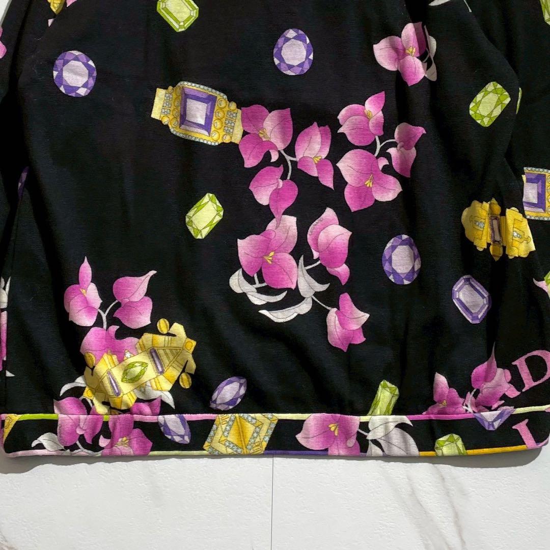 極美品✨レオナールスポーツ ショールカラーニット ウール100 花柄 宝石 42