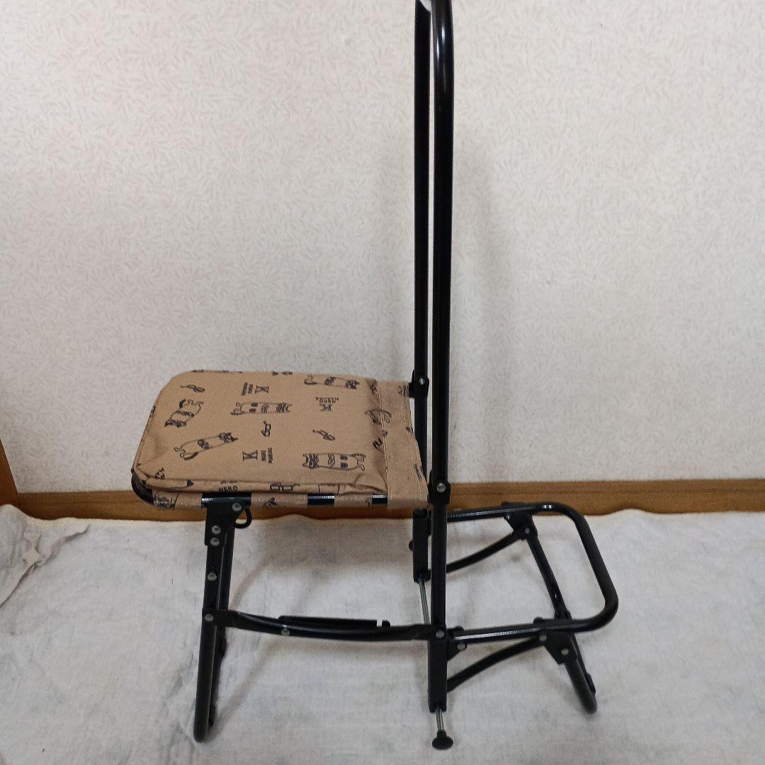 猫柄　椅子付きショッピングカート