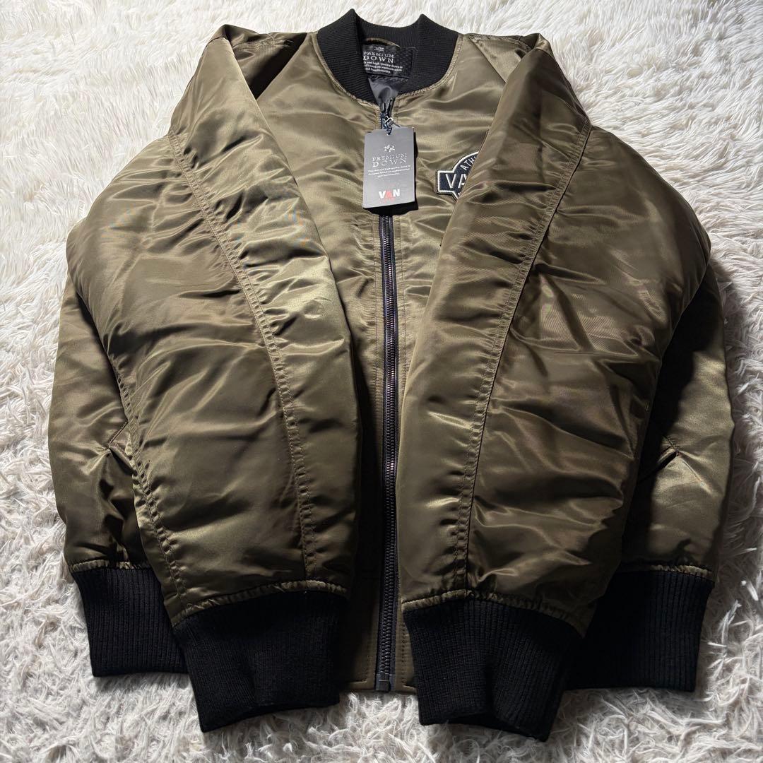 未使用/希少タグ付■VAN JACKET MA-1 アーチロゴ　カーキ　L