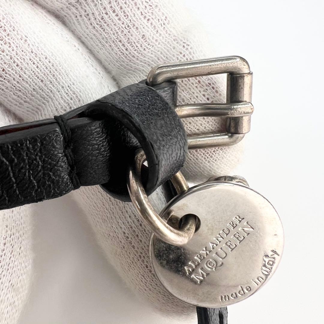 Alexander McQueen スカルラインストーン レザー ブレスレット.