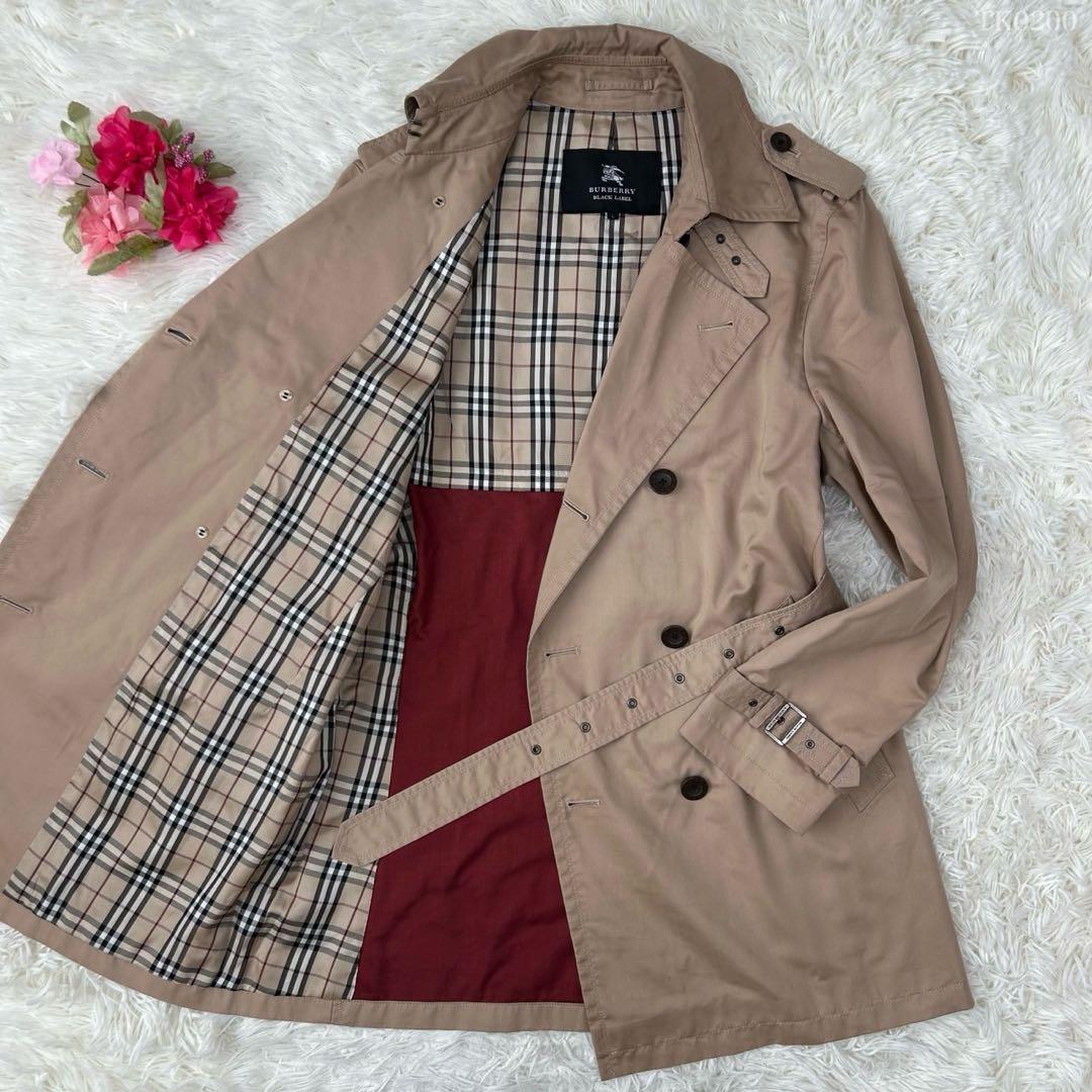 【美品/L】バーバリーブラックレーベル トレンチコート ノバチェック ベージュ