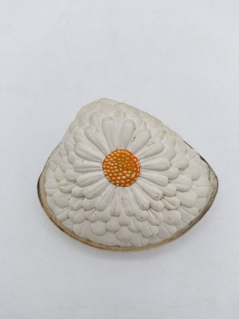 c453 貝香合 置上蛤 有職　島津豊泉 木箱 茶道具 古物