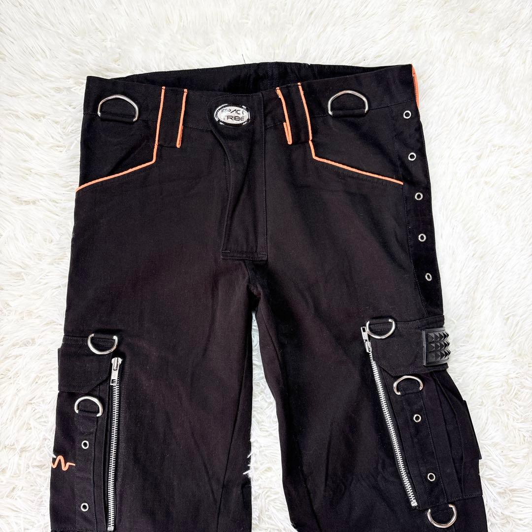 SPACE TRIBE パンツ スタッズ ギミック y2k ブラック S