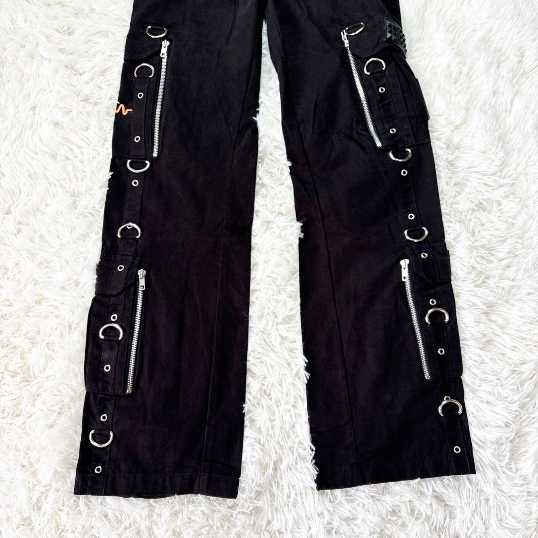 SPACE TRIBE パンツ スタッズ ギミック y2k ブラック S