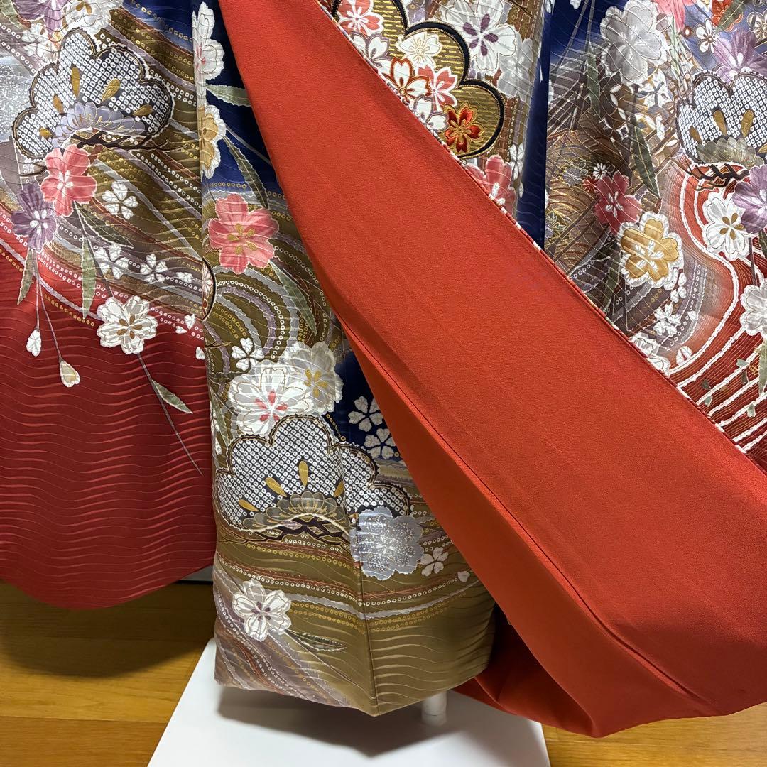 【振袖フルセット】+着付け小物フルセット豪華金彩 四季花文 流水文様 金駒刺繍