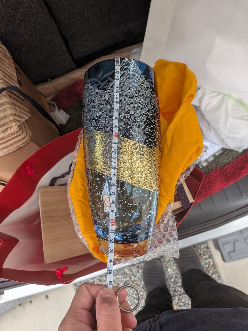 江戸硝子 東洋佐々木ガラス 藤花文様 クリスタル花瓶 伝統工芸品