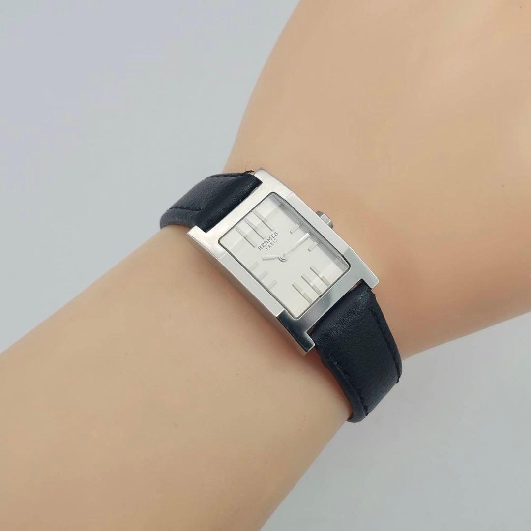 新品ベルト✨　エルメス　タンデム　カットガラス　白文字盤　クォーツ 付属品有り