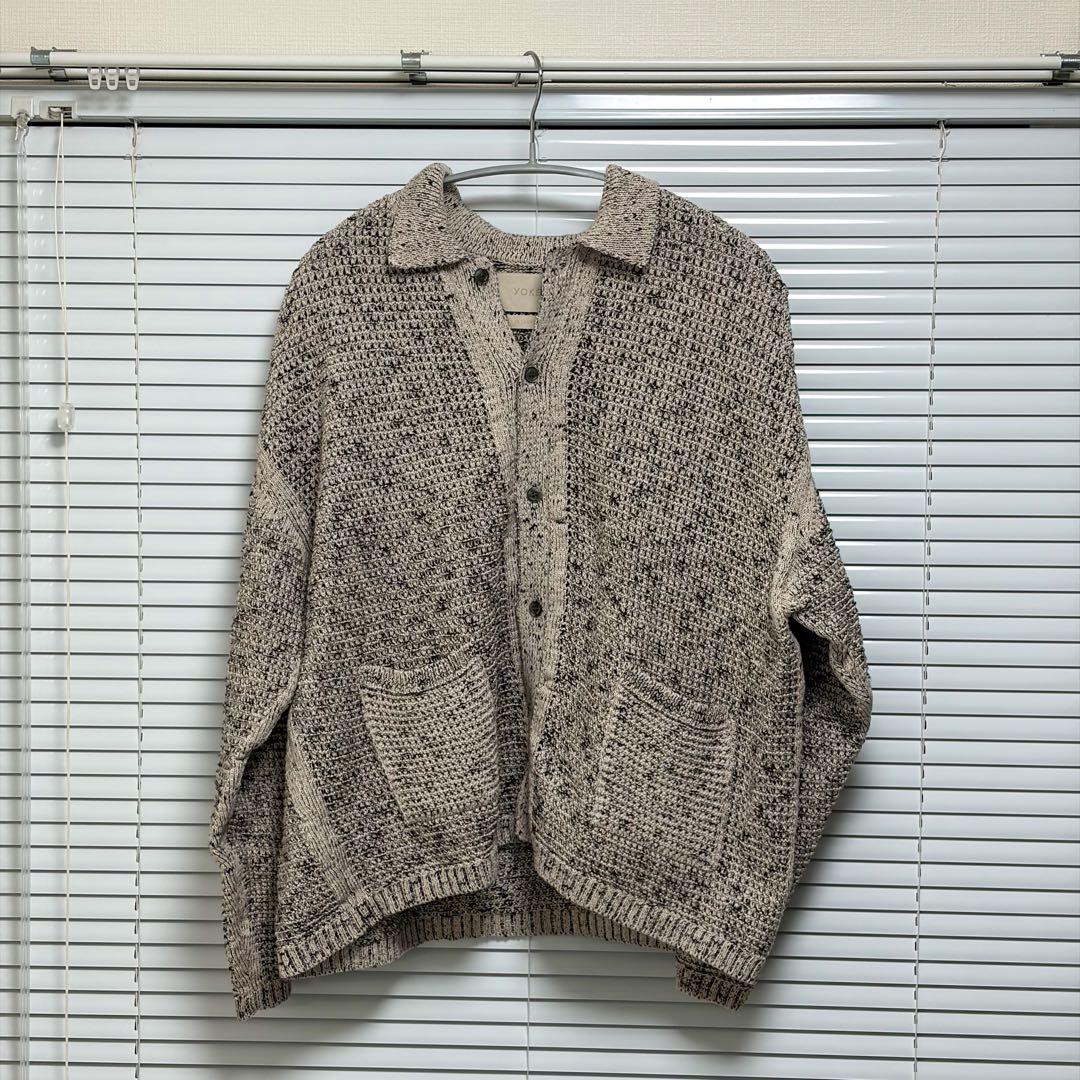 トップス YOKE MESH KNITTED BUTTONED CARDIGAN