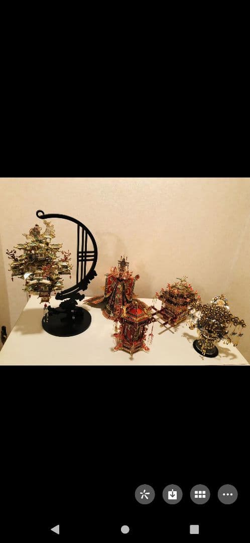 中国版、メタル製、製作品置物５点セットケース付き