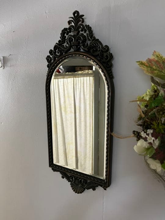 壁掛け 鏡 ミラー インテリア アンティーク ビンテージ アイアン 鉄製