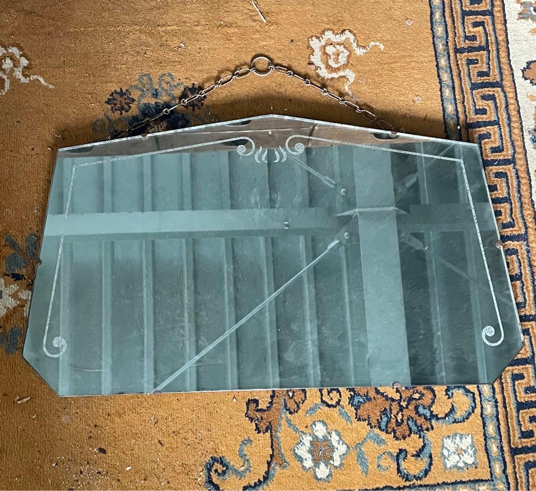 稀少/アンティーク/イギリス製/壁掛けミラー/カッティングミラー/ミラー/鏡