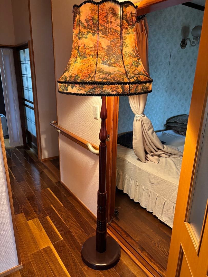 フロアスタンド アンティーク自然風景柄
