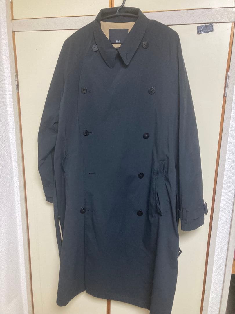 ダークグレー ダブルブレスト トレンチコート エス es 黒 1