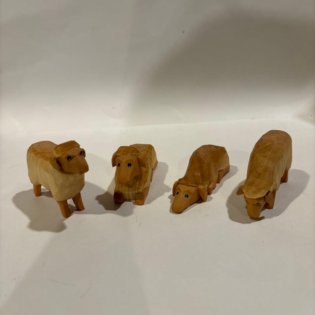 アトリエニキティキ   ドイツ　ハーン社　木彫り人形　白羊の家族　新品