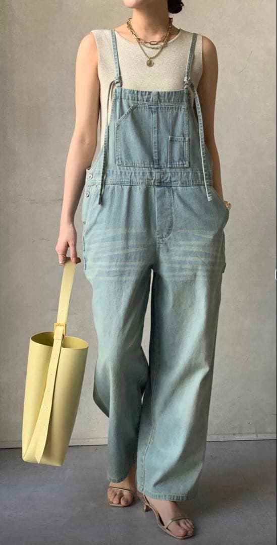 美品　doudou ミドルオンスデニムサロペット　ブルー