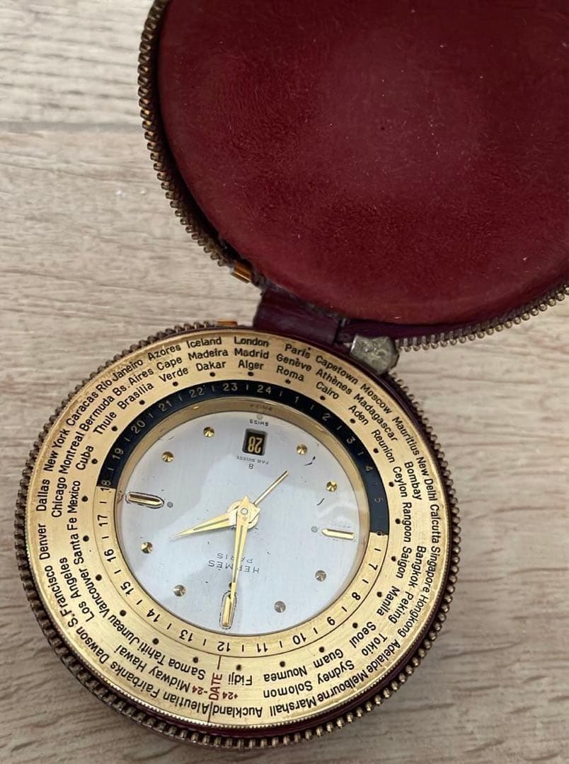 reo HERMES エルメス トラベルクロック ケース/箱/保証書付き