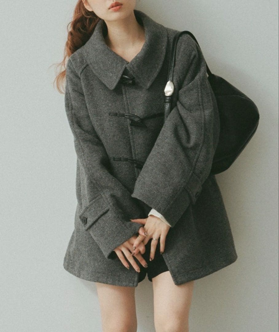 Kastane グレー ダッフルフレアコート ベスト付き