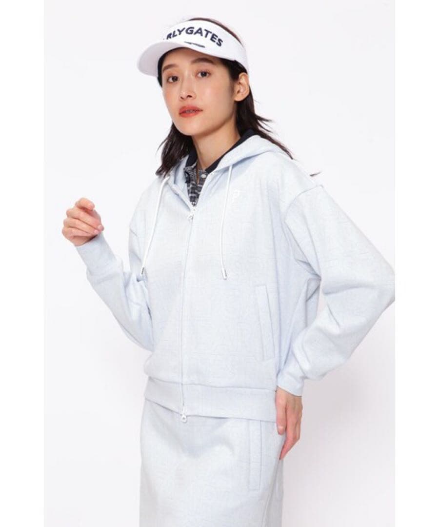 美品♡パーリーゲイツ 2023 パーカー ゼブラメッシュ BIGロゴ柄