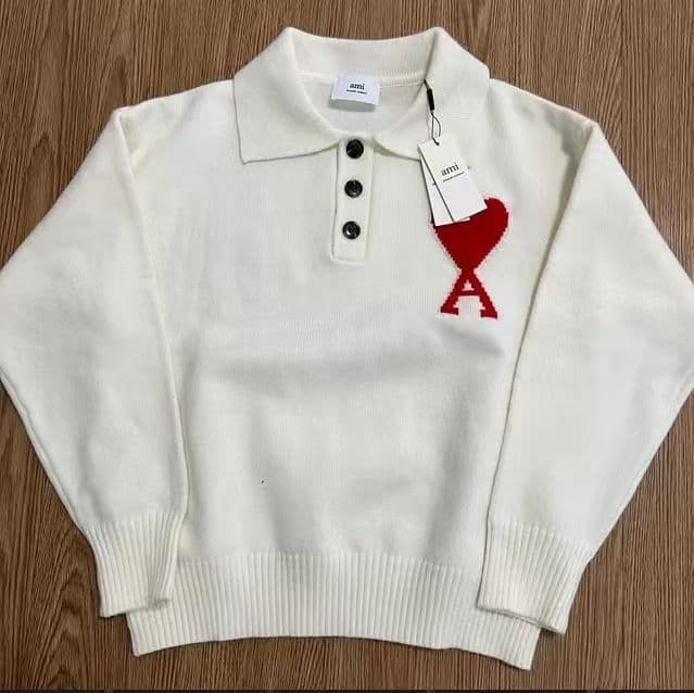 AMI PARIS ハート刺繍 ポロネックセーター M
