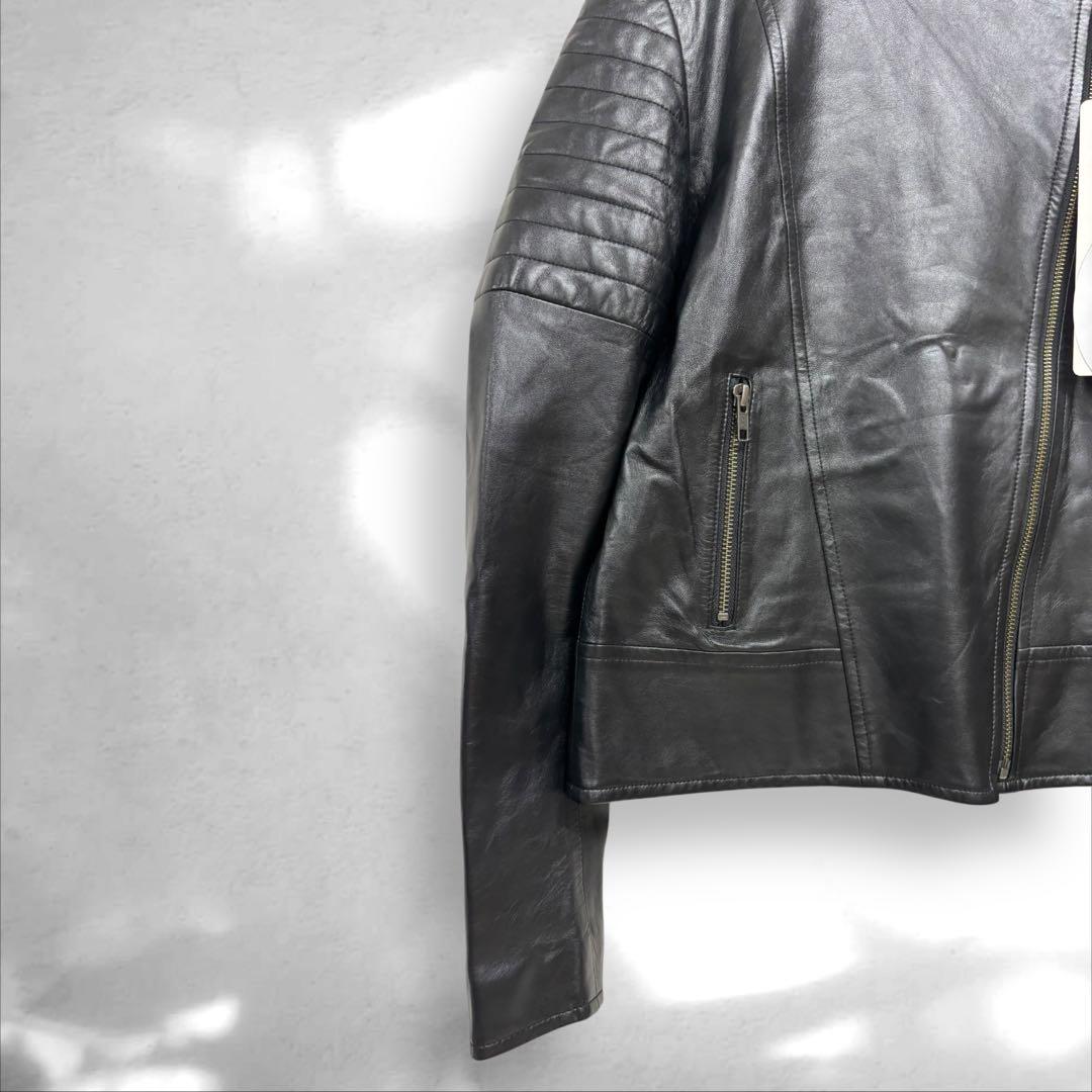未使用品　羊革100 ダーマコレクション　レザーライダースジャケット 黒S（A1