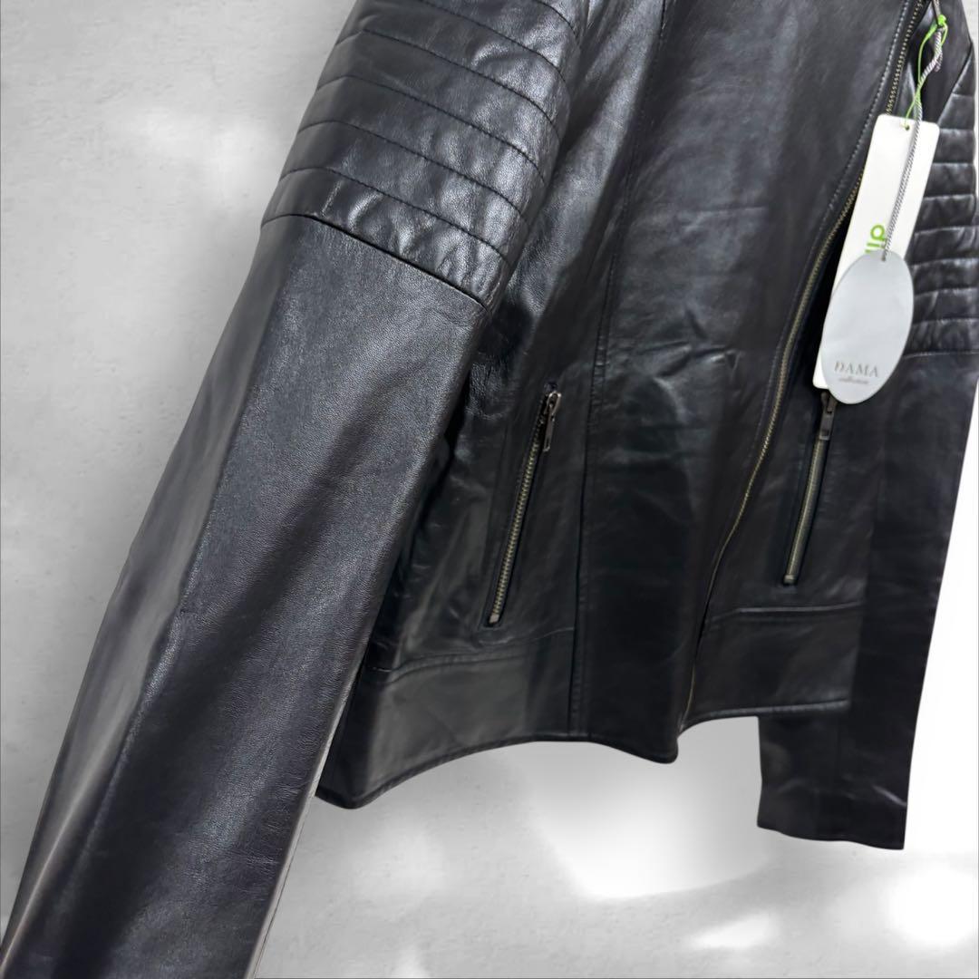 未使用品　羊革100 ダーマコレクション　レザーライダースジャケット 黒S（A1