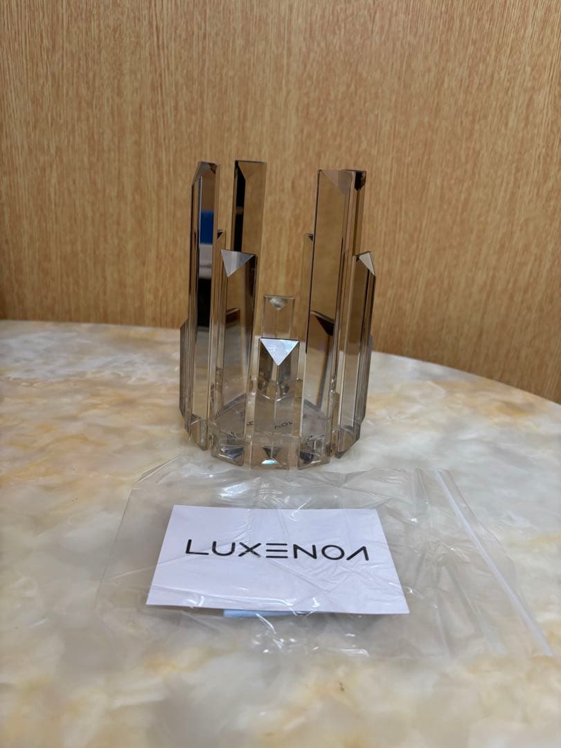 イギリス　クリスタルガラス　キャンドルホルダー　グラスホルダー　スモーク