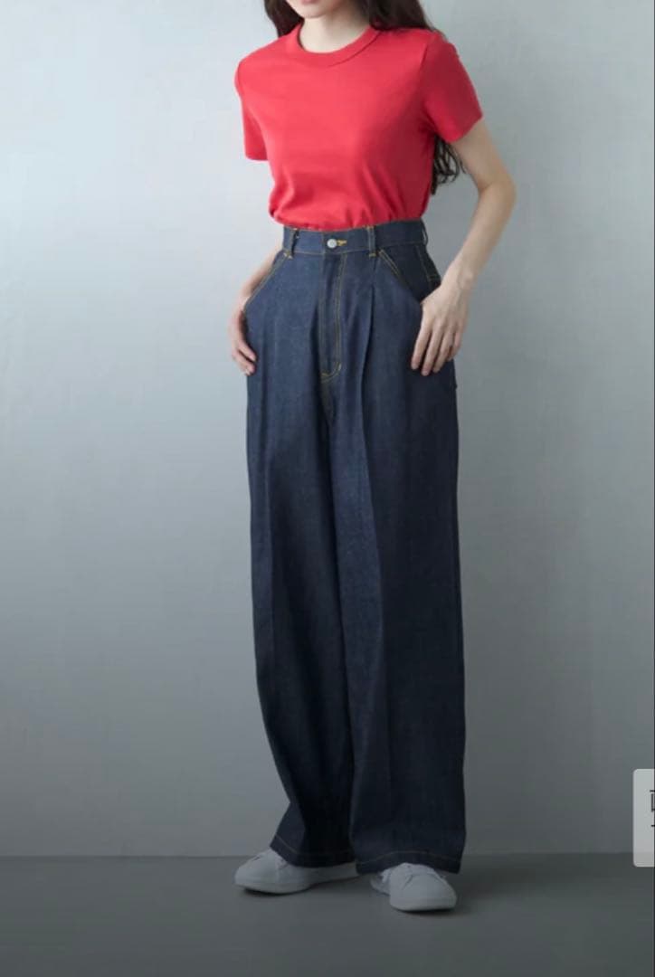 パンツ foufou 11oz denim tuck pants