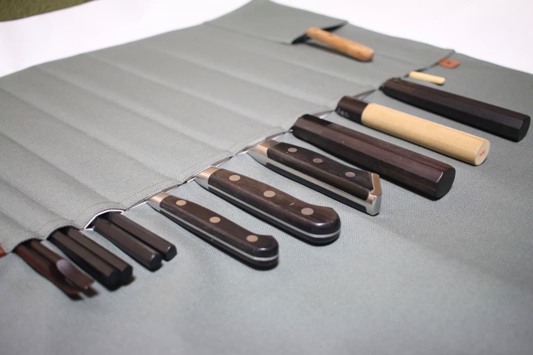 国産帆布の包丁ケース　本革ベルト　持ち手あり　*受注生産