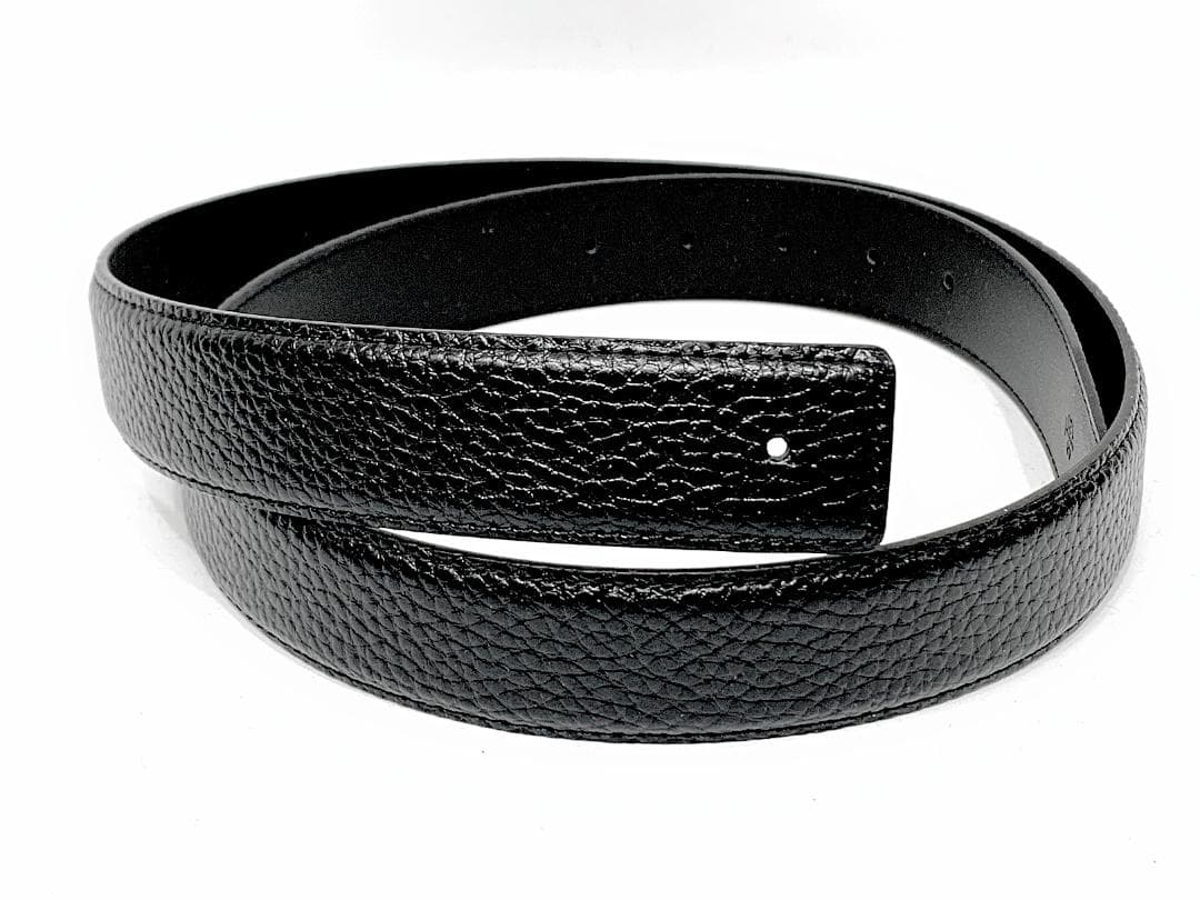 [新品]交換用 本革ベルト ライチ型押し ピンバックル対応 3.3cm幅 黒