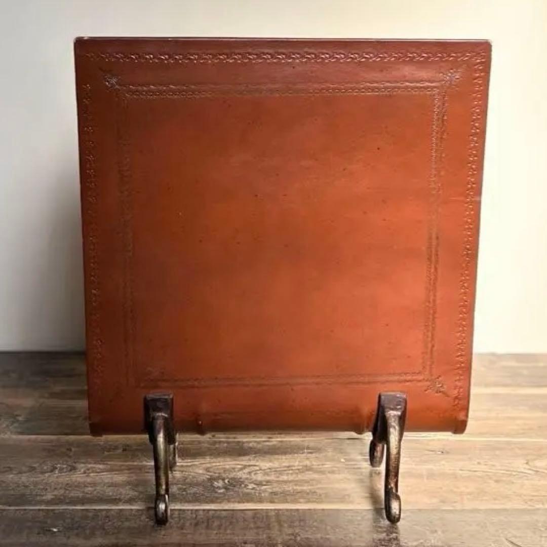 19世紀〜20世紀 マガジンラック ブックスタンド　革装風 × 鋳鉄脚（修復前）